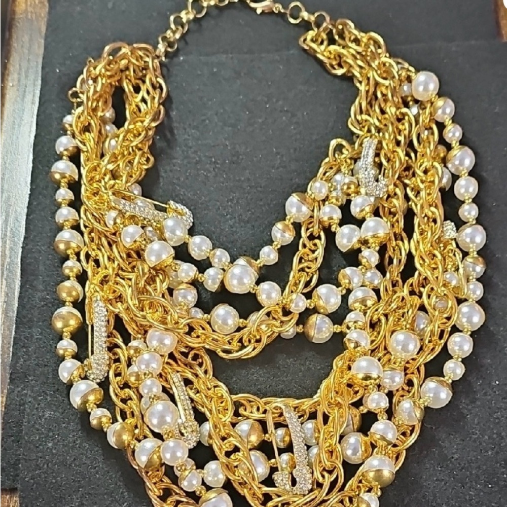 Sassy Jones Gold and Pearl Statement Necklace